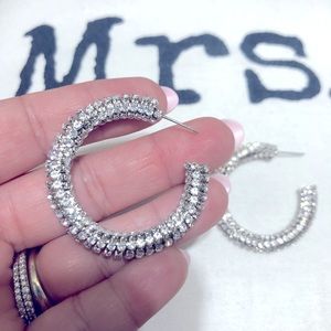Crystal silver hoops wedding prom